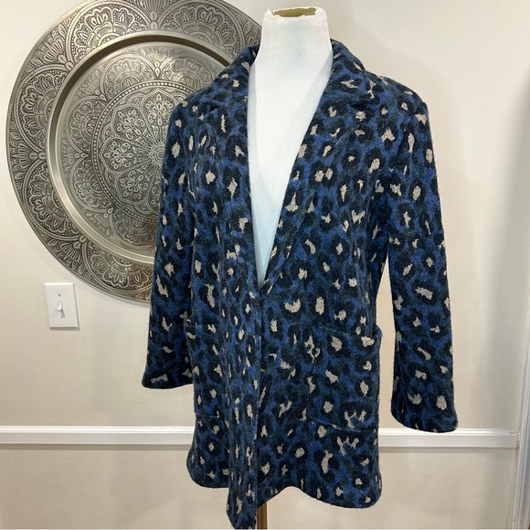 Villagallo blue heavy outer cardigan with pockets - Size 42 / US 8 / M - Picture 2 of 14